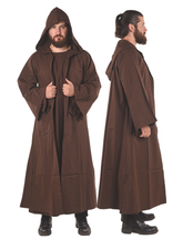 Merlin Cotton Brown – Medieval Viking Cotton Canvas Hooded Robe